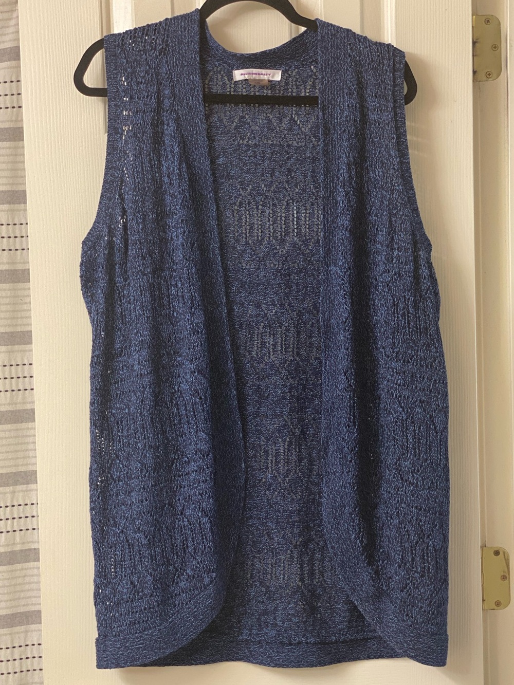 Allison Daley Open-Front Knit Sleeveless Sweater Vest Size Large